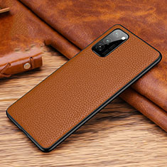 Coque Luxe Cuir Housse Etui R02 pour Huawei Honor View 30 5G Marron