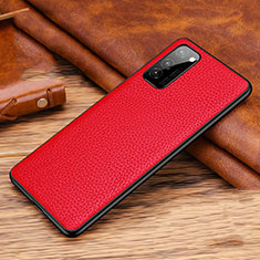 Coque Luxe Cuir Housse Etui R02 pour Huawei Honor View 30 5G Rouge
