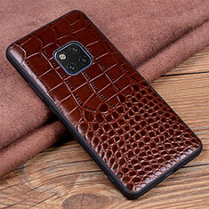 Coque Luxe Cuir Housse Etui R02 pour Huawei Mate 20 Pro Marron
