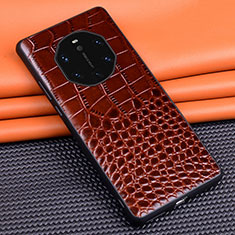 Coque Luxe Cuir Housse Etui R02 pour Huawei Mate 40 RS Marron