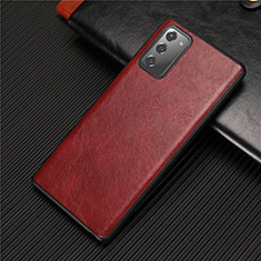 Coque Luxe Cuir Housse Etui R02 pour Samsung Galaxy Note 20 5G Rouge