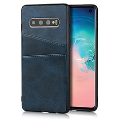Coque Luxe Cuir Housse Etui R02 pour Samsung Galaxy S10 5G Bleu