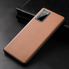 Coque Luxe Cuir Housse Etui R02 pour Samsung Galaxy S20 Orange