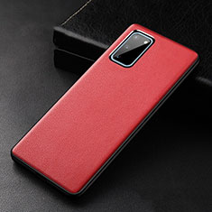 Coque Luxe Cuir Housse Etui R02 pour Samsung Galaxy S20 Rouge