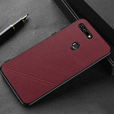 Coque Luxe Cuir Housse Etui R03 pour Huawei Honor View 20 Vin Rouge
