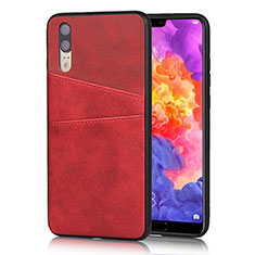 Coque Luxe Cuir Housse Etui R03 pour Huawei P20 Rouge
