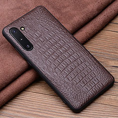 Coque Luxe Cuir Housse Etui R03 pour Samsung Galaxy Note 10 5G Marron