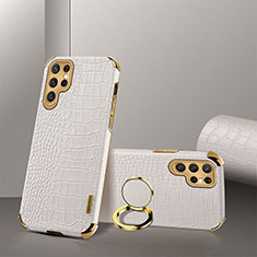 Coque Luxe Cuir Housse Etui R03 pour Samsung Galaxy S21 Ultra 5G Blanc