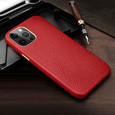 Coque Luxe Cuir Housse Etui R04 pour Apple iPhone 12 Pro Rouge