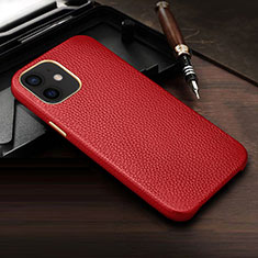 Coque Luxe Cuir Housse Etui R04 pour Apple iPhone 12 Rouge