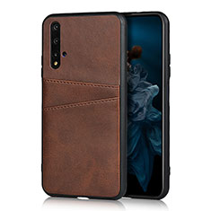 Coque Luxe Cuir Housse Etui R04 pour Huawei Honor 20S Marron