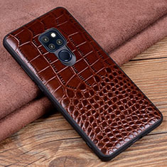 Coque Luxe Cuir Housse Etui R04 pour Huawei Mate 20 Marron