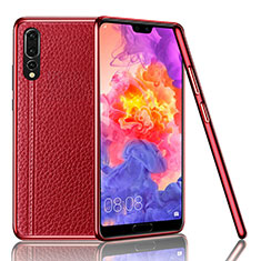 Coque Luxe Cuir Housse Etui R04 pour Huawei P20 Pro Rouge