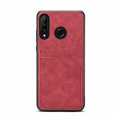 Coque Luxe Cuir Housse Etui R04 pour Huawei P30 Lite New Edition Rouge