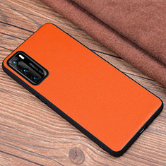 Coque Luxe Cuir Housse Etui R04 pour Huawei P40 Orange