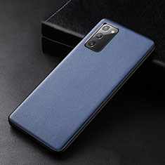 Coque Luxe Cuir Housse Etui R04 pour Samsung Galaxy Note 20 5G Bleu