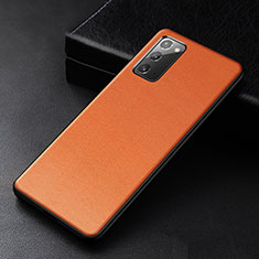 Coque Luxe Cuir Housse Etui R04 pour Samsung Galaxy Note 20 5G Orange