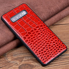 Coque Luxe Cuir Housse Etui R04 pour Samsung Galaxy S10 Rouge