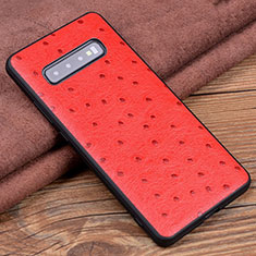 Coque Luxe Cuir Housse Etui R05 pour Samsung Galaxy S10 Rouge