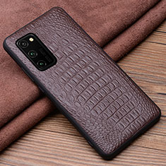 Coque Luxe Cuir Housse Etui R06 pour Huawei Honor View 30 5G Marron