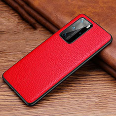 Coque Luxe Cuir Housse Etui R06 pour Huawei P40 Pro Rouge