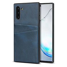 Coque Luxe Cuir Housse Etui R06 pour Samsung Galaxy Note 10 5G Bleu