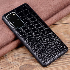 Coque Luxe Cuir Housse Etui R06 pour Samsung Galaxy S20 Plus Noir
