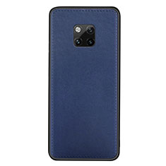Coque Luxe Cuir Housse Etui R07 pour Huawei Mate 20 Pro Bleu