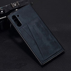 Coque Luxe Cuir Housse Etui R07 pour Samsung Galaxy Note 10 5G Bleu