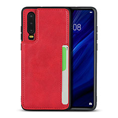 Coque Luxe Cuir Housse Etui R08 pour Huawei P30 Rouge