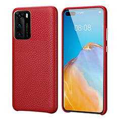 Coque Luxe Cuir Housse Etui R09 pour Huawei P40 Rouge