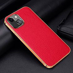 Coque Luxe Cuir Housse Etui S01 pour Apple iPhone 13 Rouge