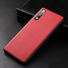 Coque Luxe Cuir Housse Etui S01 pour Huawei Enjoy 10 Rouge