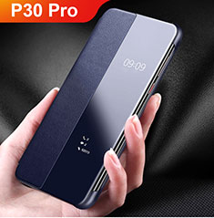 Coque Luxe Cuir Housse Etui S01 pour Huawei P30 Pro Bleu