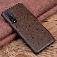 Coque Luxe Cuir Housse Etui S01 pour Oppo Find X2 Marron
