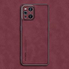 Coque Luxe Cuir Housse Etui S01 pour Oppo Find X3 Pro 5G Rouge