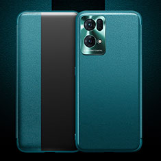 Coque Luxe Cuir Housse Etui S01 pour Oppo Reno7 Pro 5G Cyan