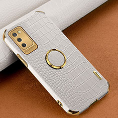 Coque Luxe Cuir Housse Etui S01 pour Samsung Galaxy A02s Blanc