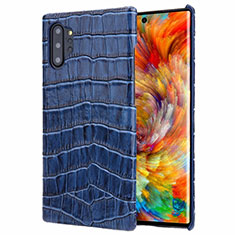 Coque Luxe Cuir Housse Etui S01 pour Samsung Galaxy Note 10 Plus 5G Bleu