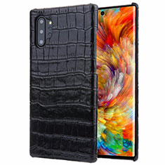 Coque Luxe Cuir Housse Etui S01 pour Samsung Galaxy Note 10 Plus Noir