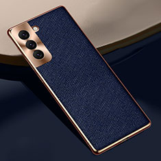 Coque Luxe Cuir Housse Etui S01 pour Samsung Galaxy S21 FE 5G Bleu