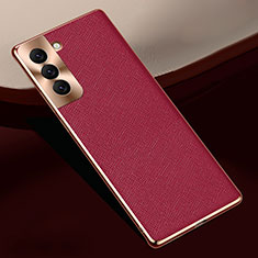 Coque Luxe Cuir Housse Etui S01 pour Samsung Galaxy S21 FE 5G Rouge