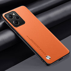 Coque Luxe Cuir Housse Etui S01 pour Xiaomi Poco X5 Pro 5G Orange