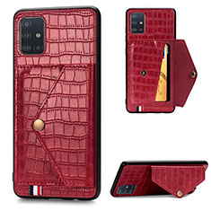 Coque Luxe Cuir Housse Etui S01D pour Samsung Galaxy A51 5G Rouge
