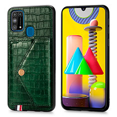 Coque Luxe Cuir Housse Etui S01D pour Samsung Galaxy M21s Vert