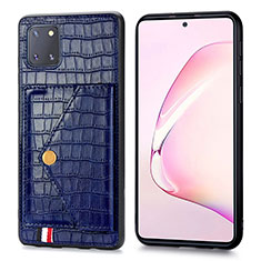 Coque Luxe Cuir Housse Etui S01D pour Samsung Galaxy Note 10 Lite Bleu