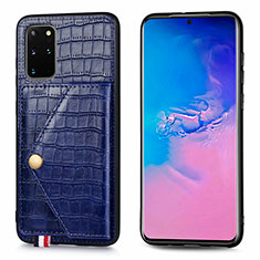 Coque Luxe Cuir Housse Etui S01D pour Samsung Galaxy S20 Plus 5G Bleu