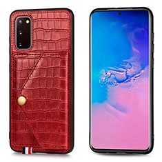 Coque Luxe Cuir Housse Etui S01D pour Samsung Galaxy S20 Rouge