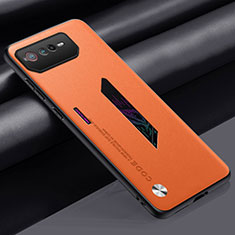 Coque Luxe Cuir Housse Etui S02 pour Asus ROG Phone 6 Pro Orange