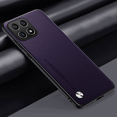 Coque Luxe Cuir Housse Etui S02 pour Huawei Honor X6a Violet